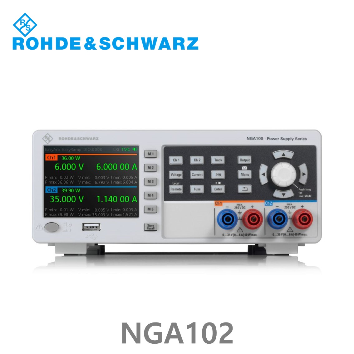 로데슈바르즈 NGA102  2채널/80W, 0V~35V, 0A~6A DC파워서플라이, DC전원공급기 (5601.8002.04)
