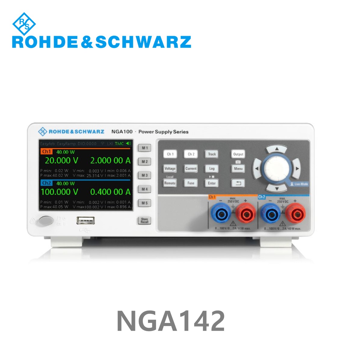 로데슈바르즈 NGA142 2채널/80W/0V~100V, 0A~2A DC파워서플라이,DC전원공급기 (5601.8002.05)