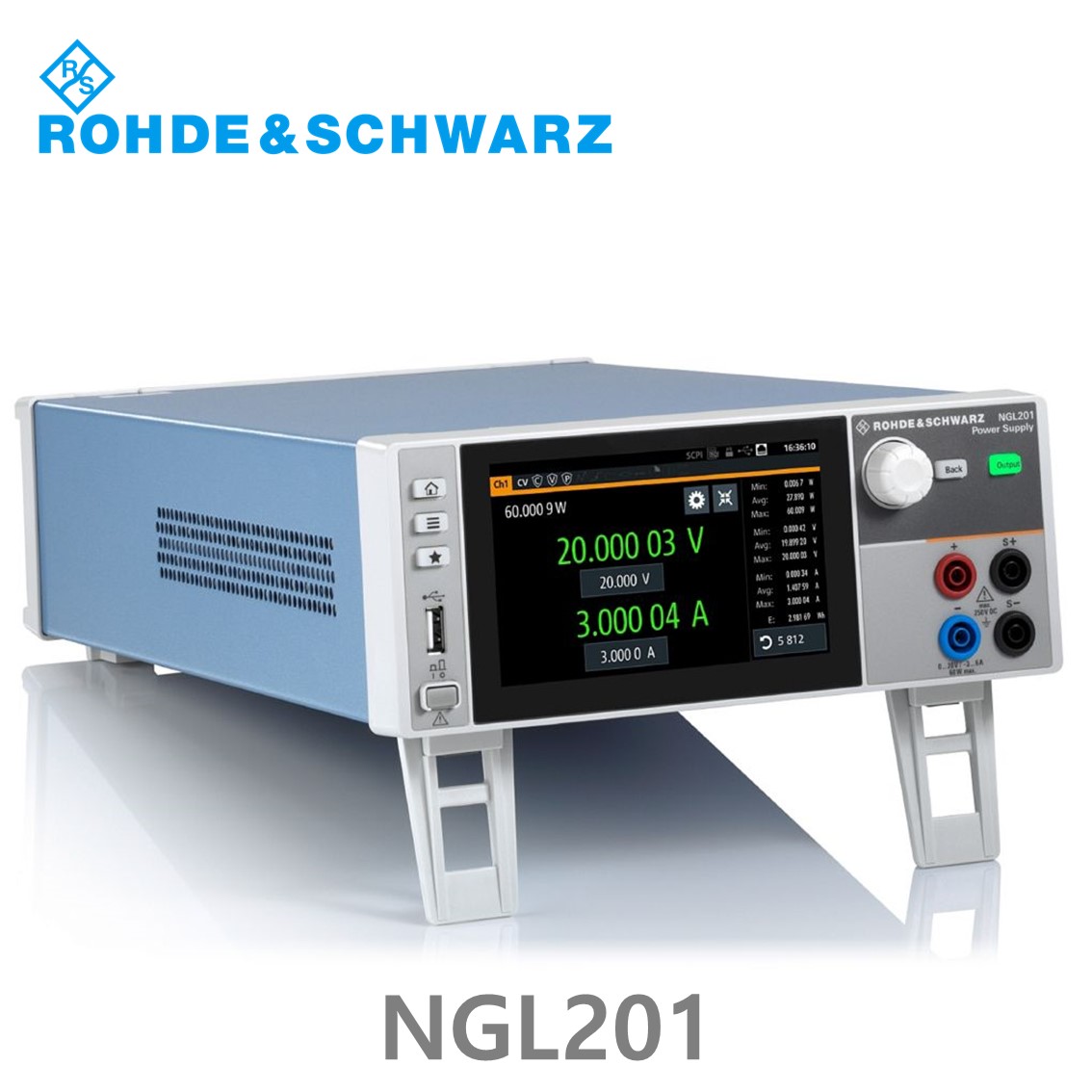 [ 로데슈바르즈 ] NGL201  1채널/60W/0V~20V, ≤6V :0A~6A,  >6V:0A~3 A DC파워서플라이 (3638.3376.02)