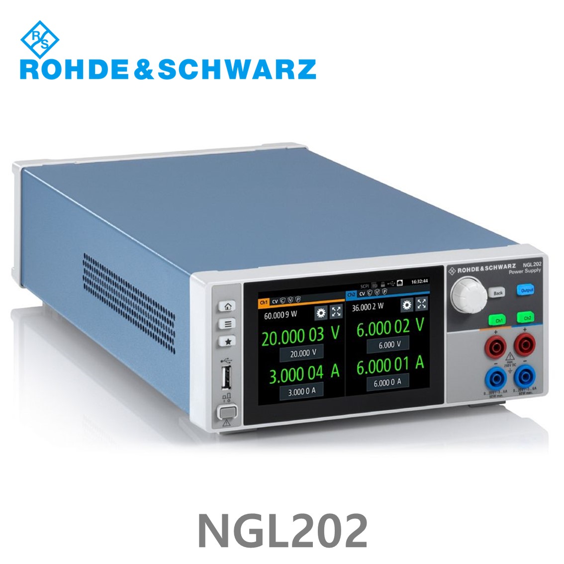 로데슈바르즈 NGL202  2채널/120W, 0V~20V, ≤ 6V: 0A~6A, >6V: 0A~3A DC파워서플라이,DC전원공급기 (3638.3376.03)