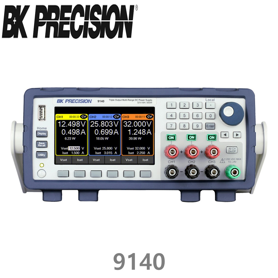 [ BK Precision ] 9140  32V/8A/300W 3채널 다중범위 DC전원공급장치