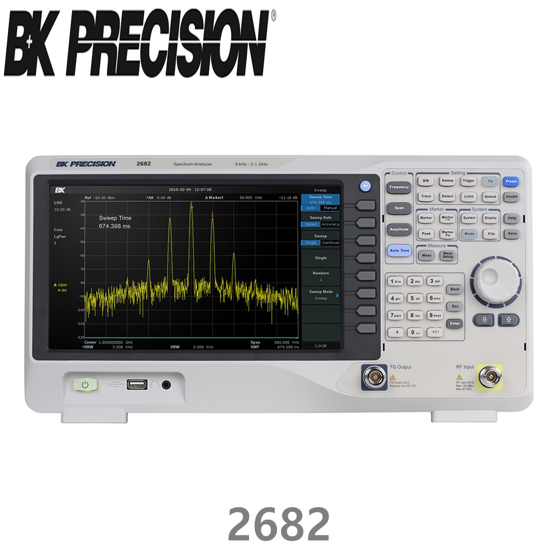 [ BK Precision ] 2682  9kHz ~2.1GHz/-161dBm/Hz/10.1스크린   스펙트럼 분석기