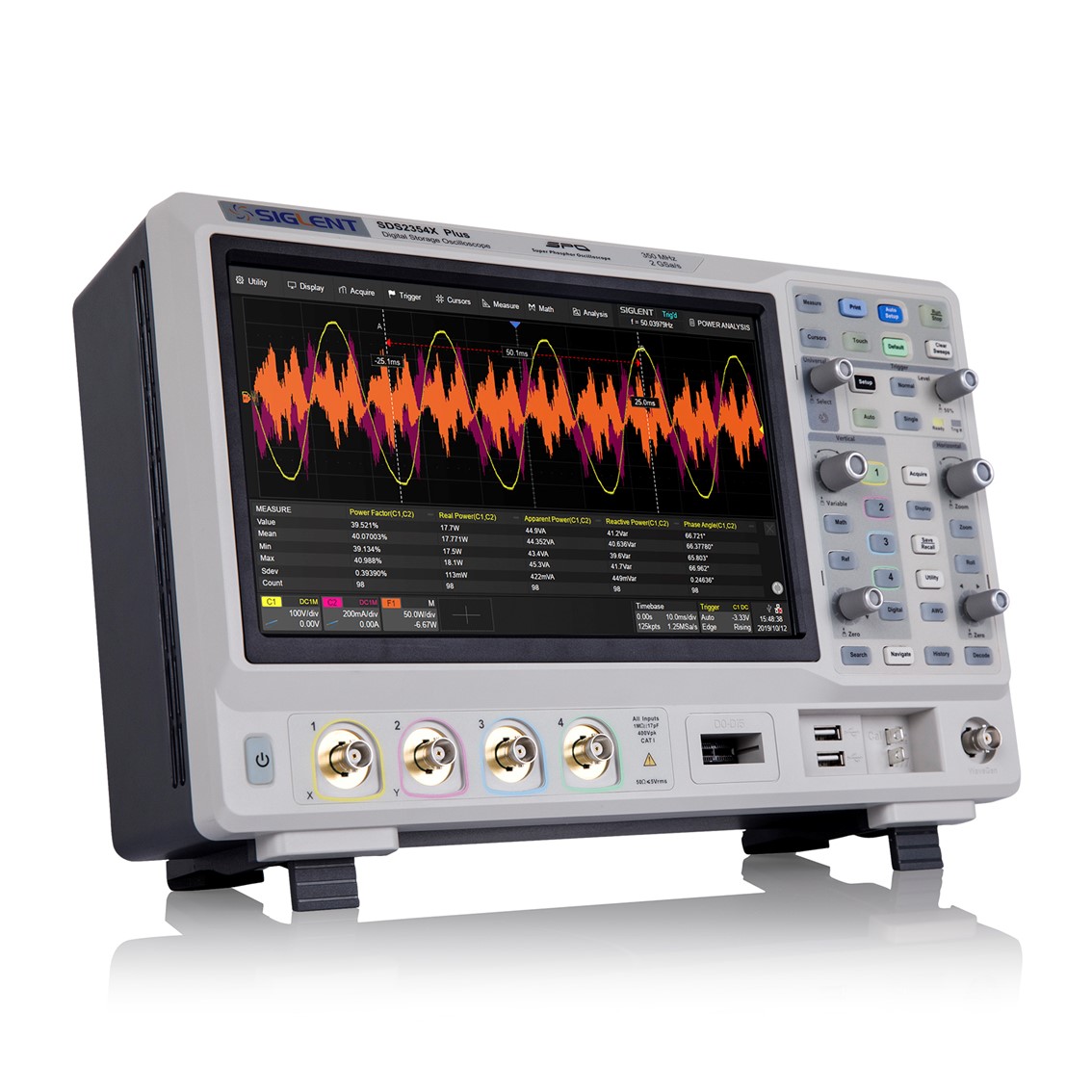 SIGLENT SDS2204X HD  오실로스코프 4채널, 200MHz, 2GSa/s, 12-bit, 200 Mpts