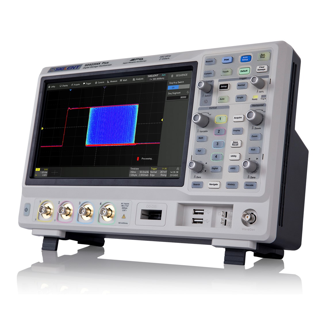SIGLENT SDS2204X HD  오실로스코프 4채널, 200MHz, 2GSa/s, 12-bit, 200 Mpts