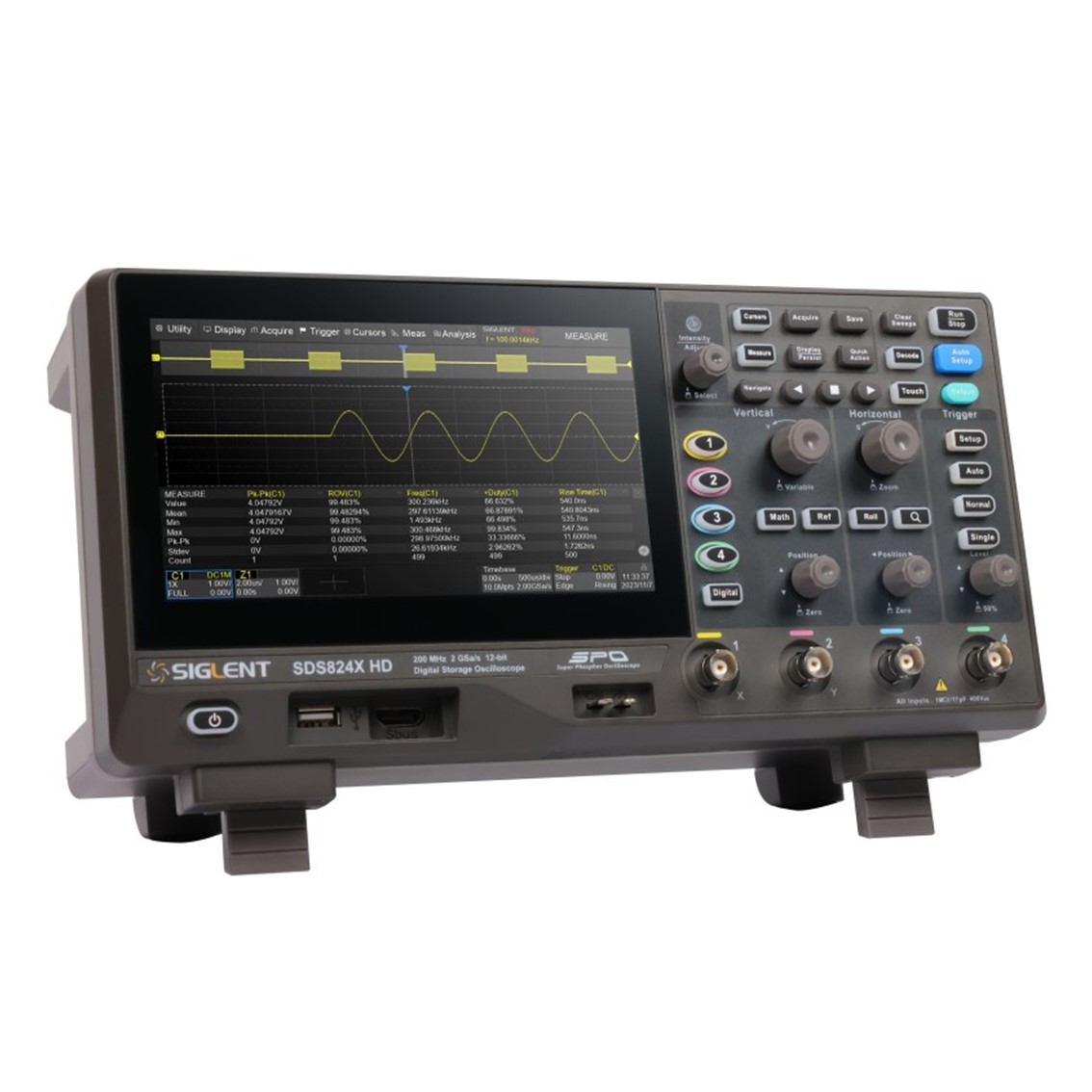 SIGLENT SDS822X HD  오실로스코프 2채널, 200MHz, 2GSa/s, 12-bit, 100Mpts