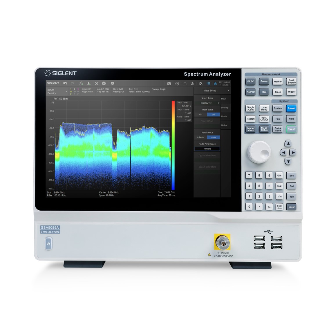 SIGLENT SSA5085A  스펙트럼 분석기 9kHz~26.5GHz / RBW 1Hz~10MHz/DANL -165 dBm/Hz