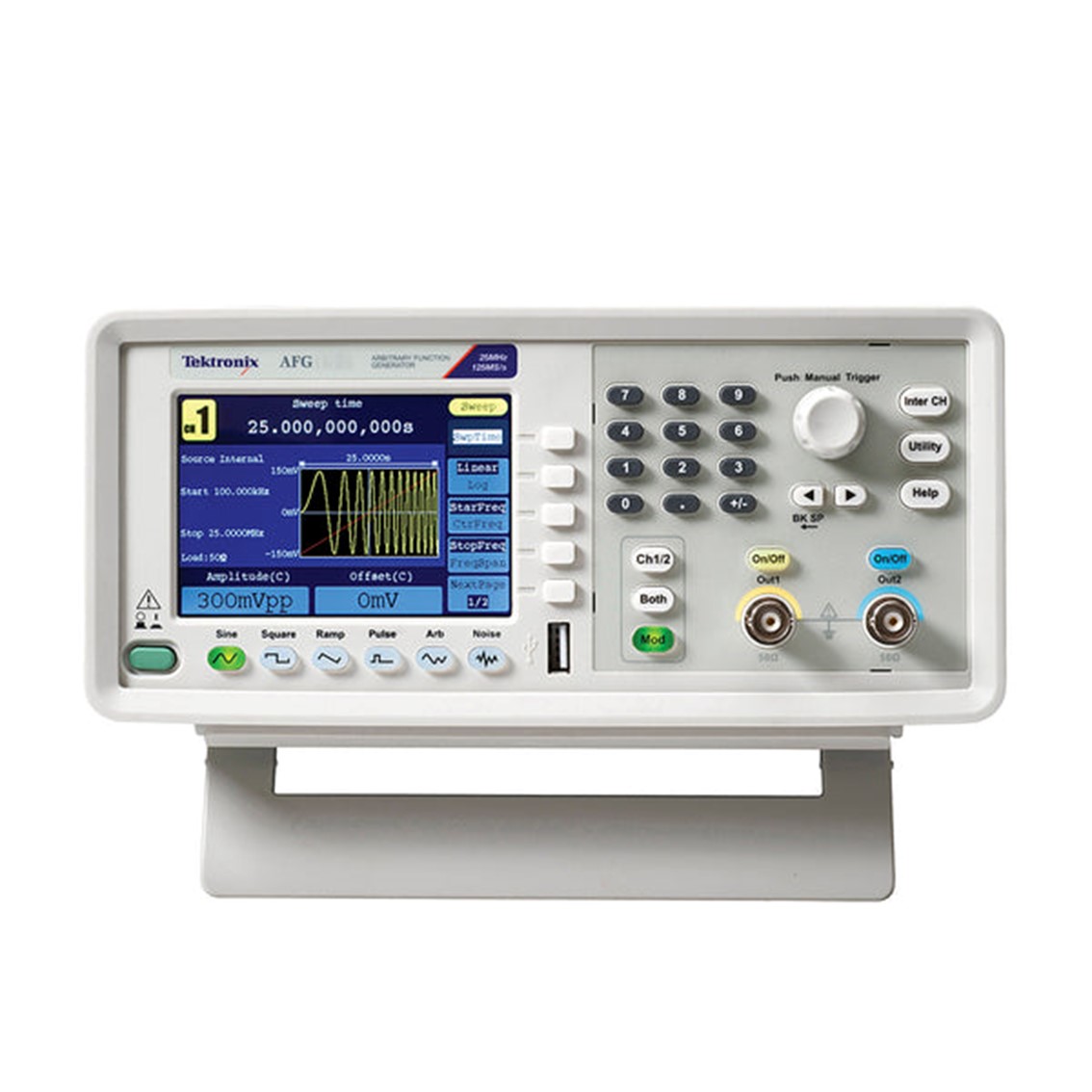 TEKTRONIX AFG1022  임의파형발생기,함수발생기 2채널, 125MS/s, 25MHz, 14비트, 3.9컬러LCD