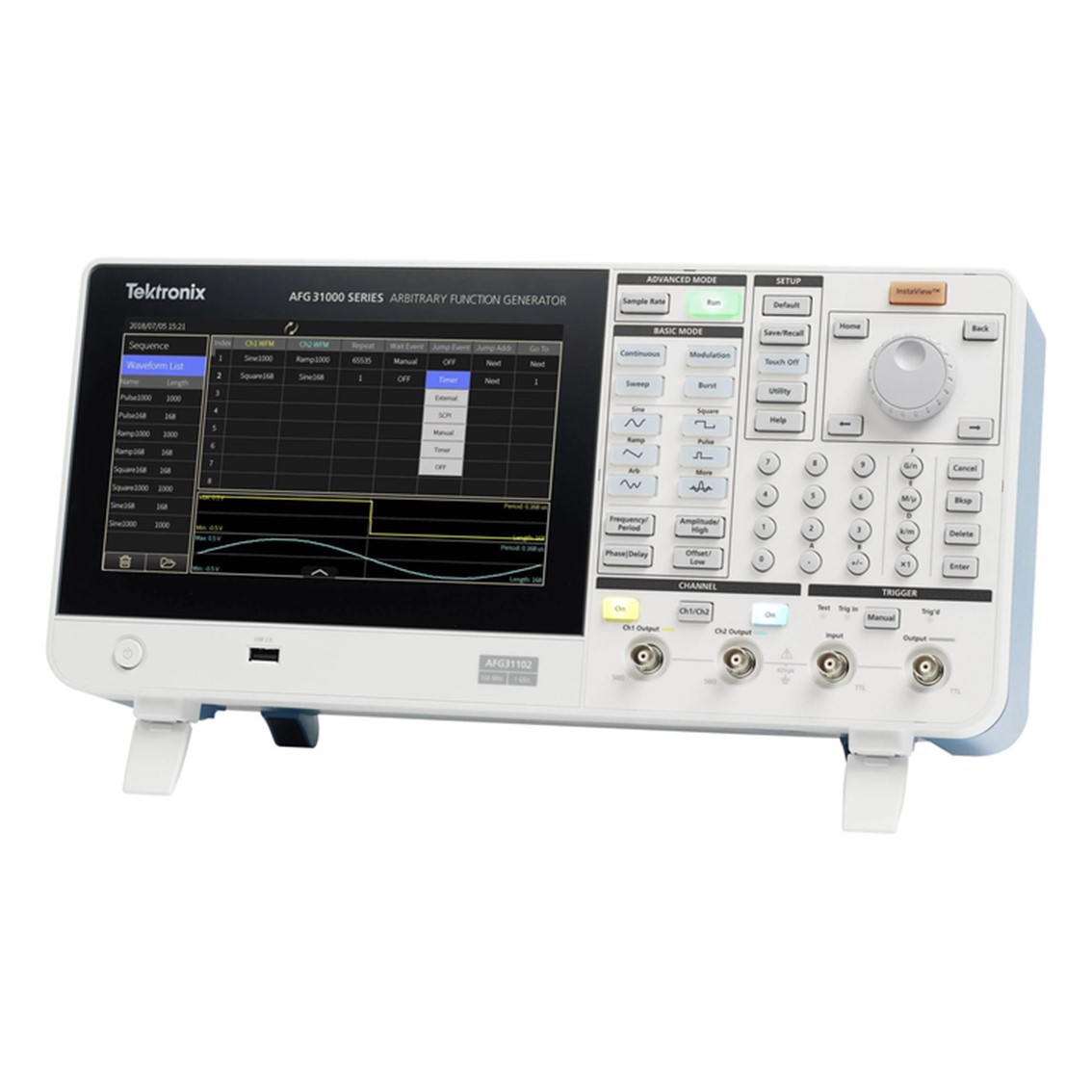 TEKTRONIX AFG31052  임의파형발생기,함수발생기 2채널, 50MHz, 500MSa/s, 16Mpts