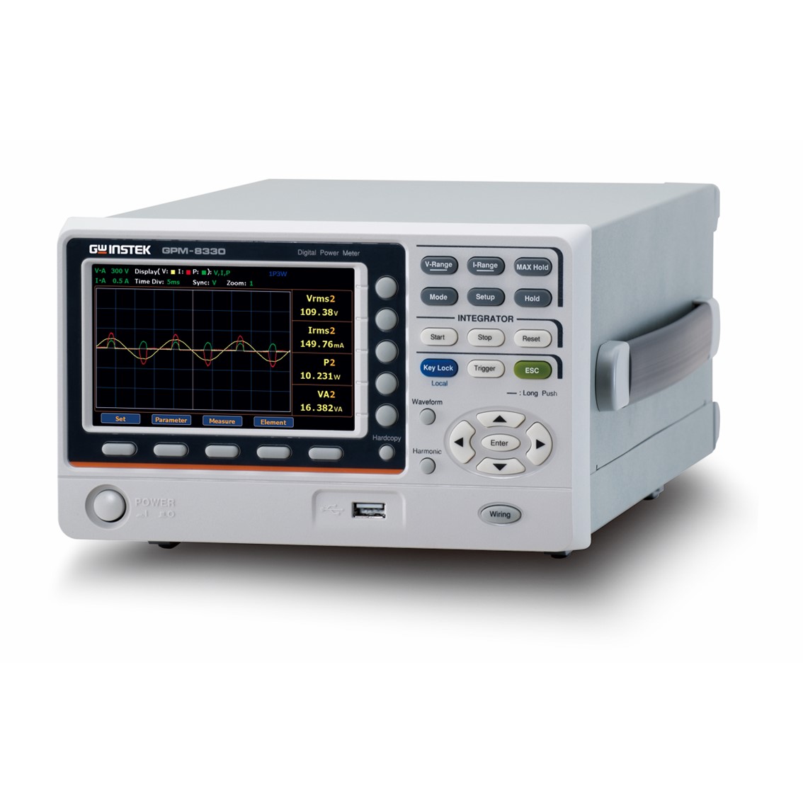 GWINSTEK GPM-8320  디지탈 파워미터 2채널,3상AC전력,0.1Hz~100kHz,300kHz 5인치 LCD