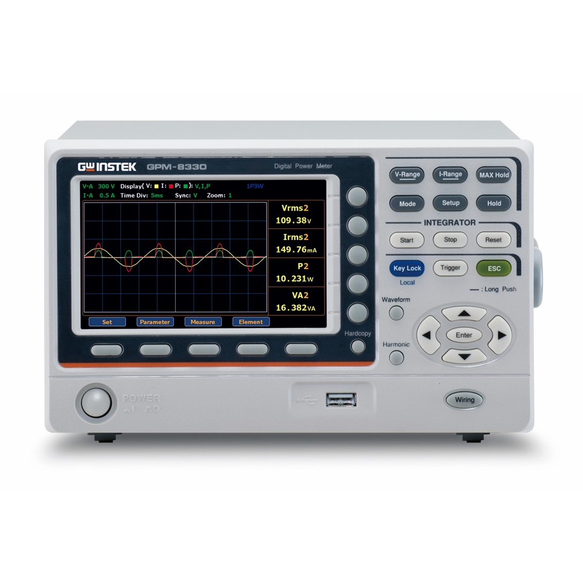 GWINSTEK GPM-8320  디지탈 파워미터 2채널,3상AC전력,0.1Hz~100kHz,300kHz 5인치 LCD