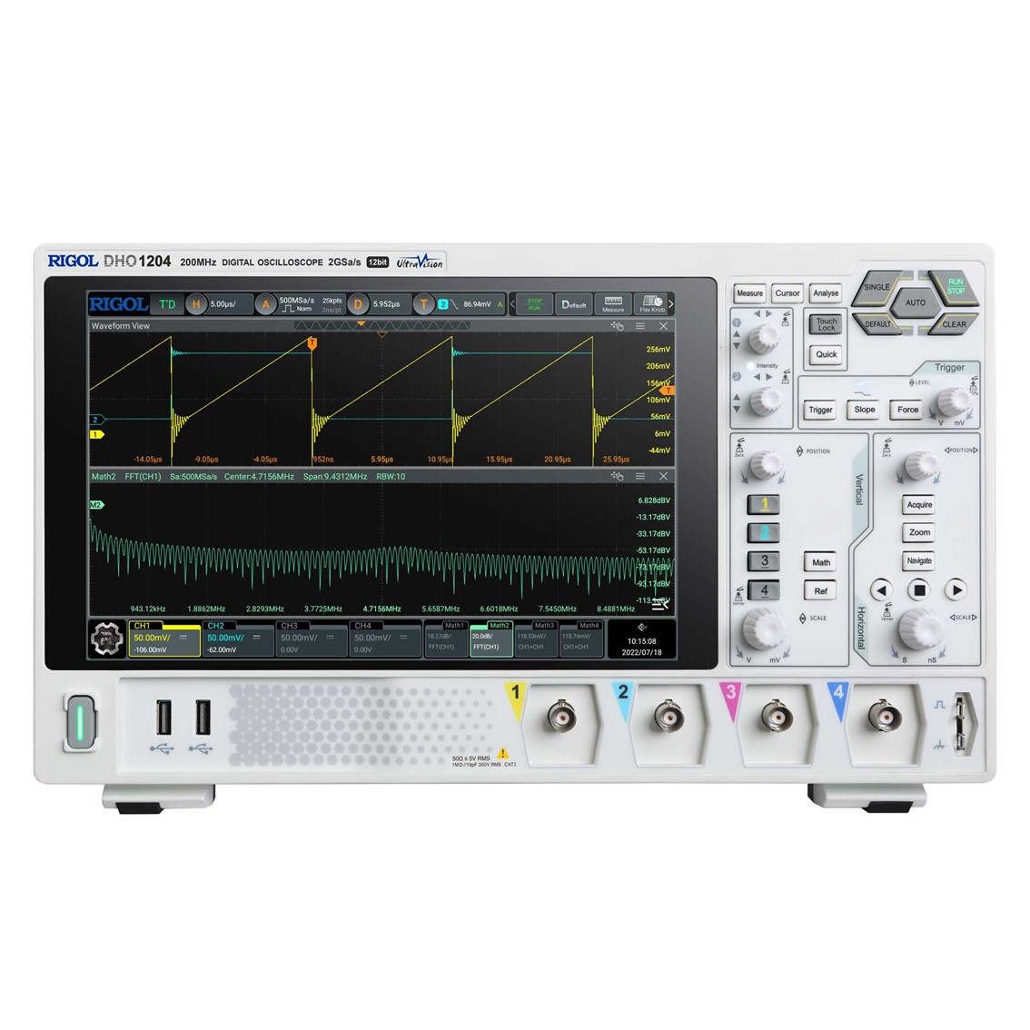 RIGOL DHO1074  70MHz, 12bit, 2GSa/s, 4CH 오실로스코프