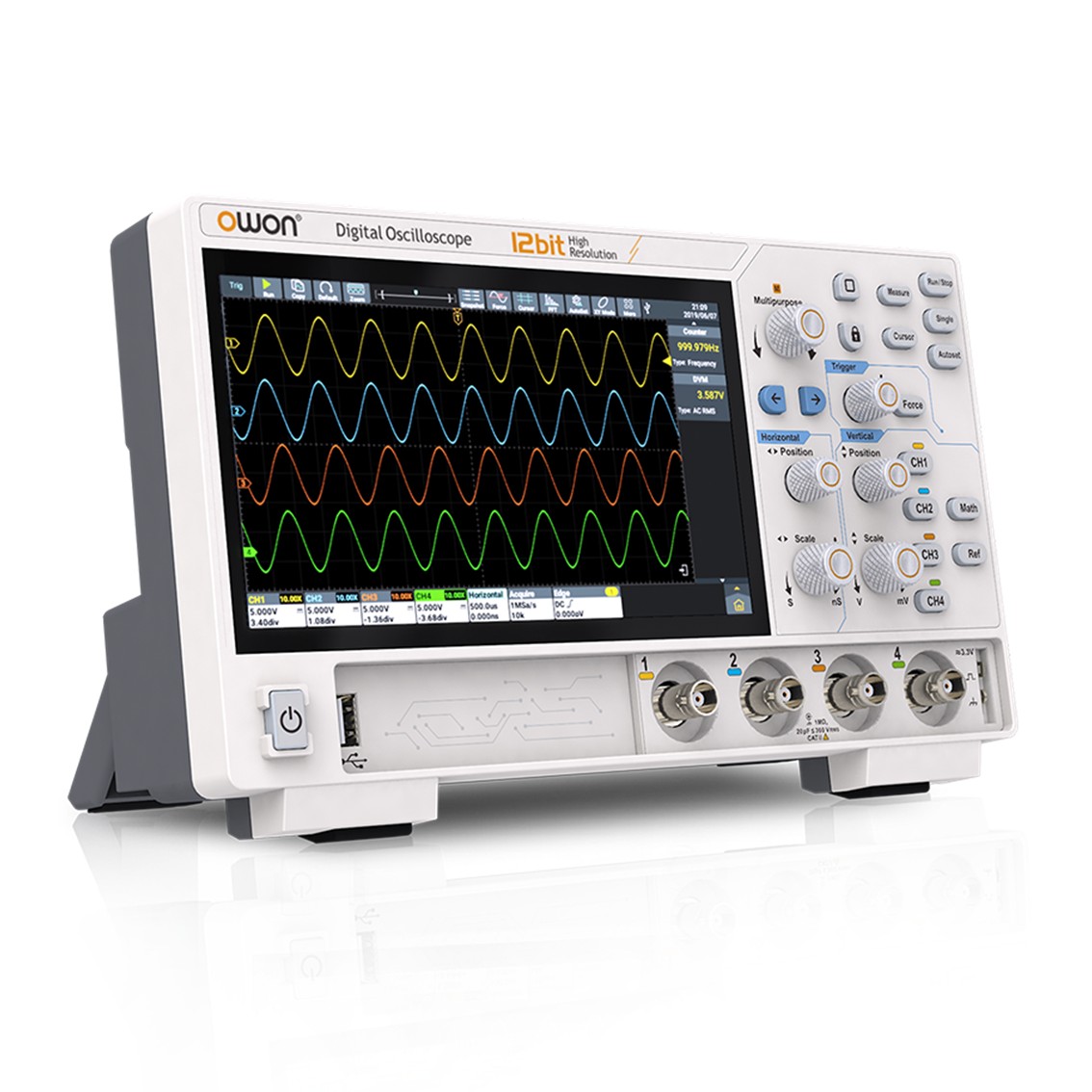 OWON ADS804A 디지털 오실로스코프 70MHz, 4채널, 1.25GS/s, 50M, 12Bits