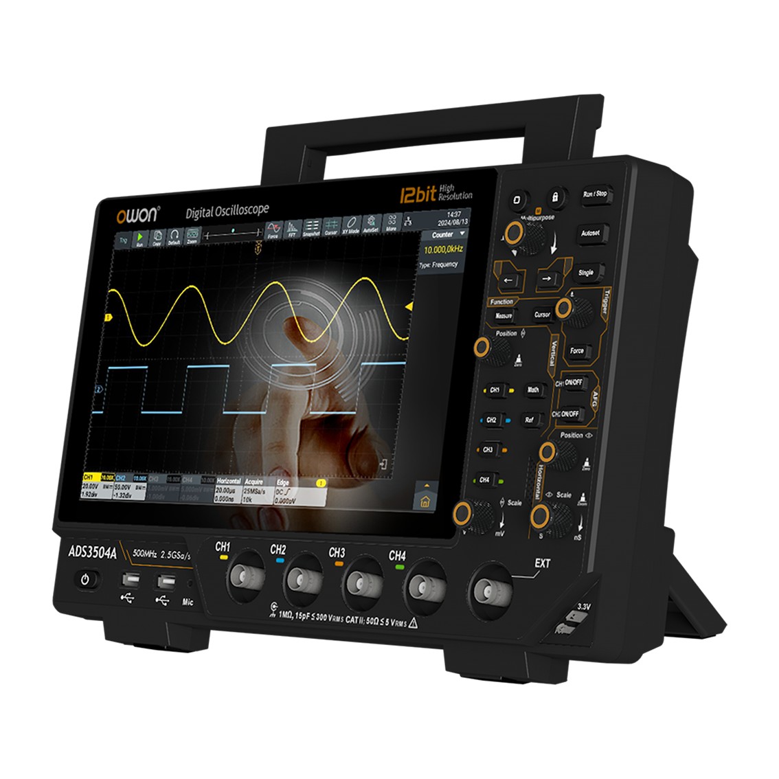 OWON ADS3354A  벤치 디지털 오실로스코프 350MHz, 4채널, 2.5GS/s, 100M 메모리