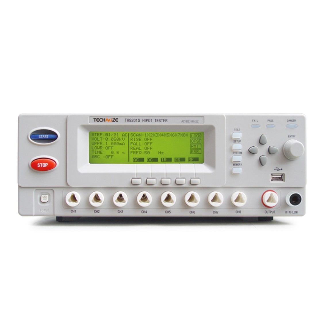 TECHMIZE TH9201B  내전압시험기 AC 0.05-5kV, DC 0.05-6kV, AC 0.1mA - 20mA , DC 0.01mA - 5mA  절연시험기